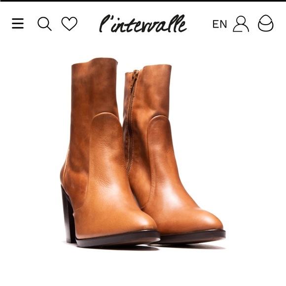 L’intervalle Cadiz Tan Leather Boots - Picture 2 of 7